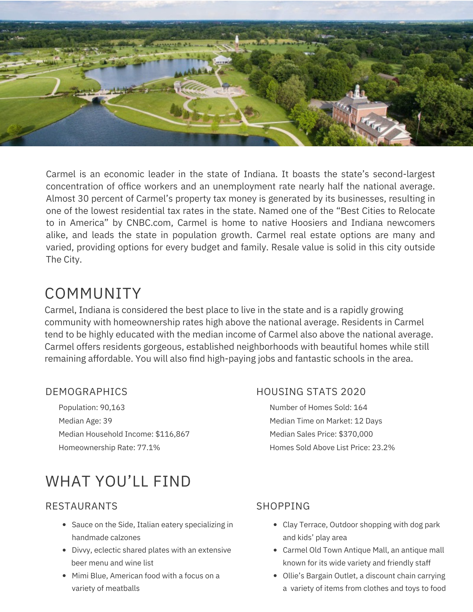 Carmel Indiana City Guide Page 2